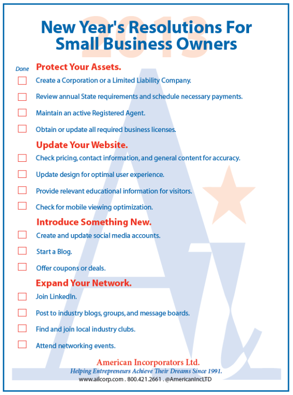 new year s resolutions for small business owners a 2013 checklist